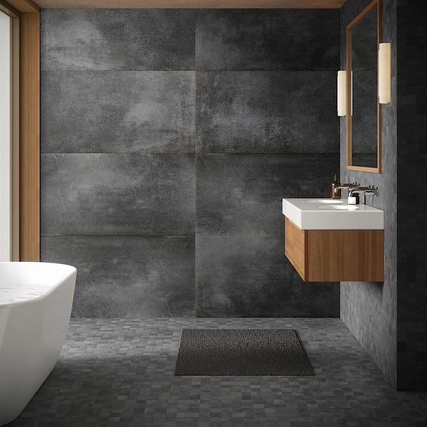 Flatiron 2.0 Black 2x2 Matte Porcelain Mosaic Tile by Angela Harris in Black, View 3, open zoomed image