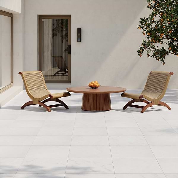 Stronger  Calacatta 24X24 Textured Porcelain 2CM Outdoor Paver in White w/ Gray & Gold Veins, View 3, open zoomed image