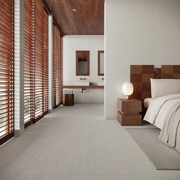 Corretta Bianco White 3x3 Matte Porcelain Mosaic Tile in Warm White, View 3, open zoomed image