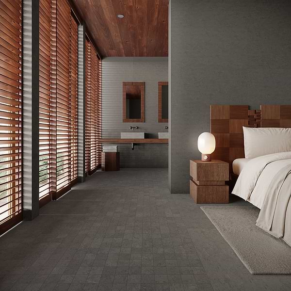 Corretta Mocha Gray 3x3 Matte Porcelain Mosaic Tile, View 3, open zoomed image