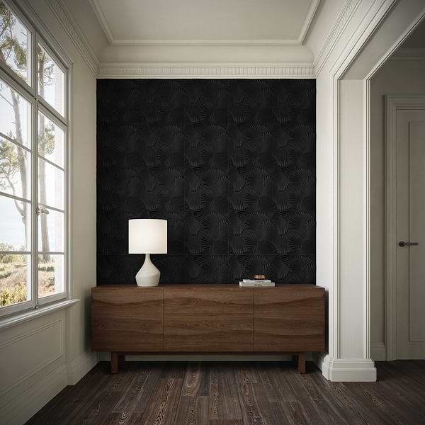 Okeanos Carved Black Jade 16x16 3D Honed Marble Tile