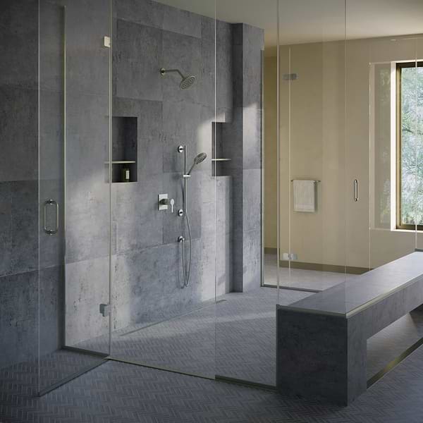 Portrait Ocean Blue 1x4 Herringbone Matte Mosaic Tile in Blue Gray, View 3, open zoomed image