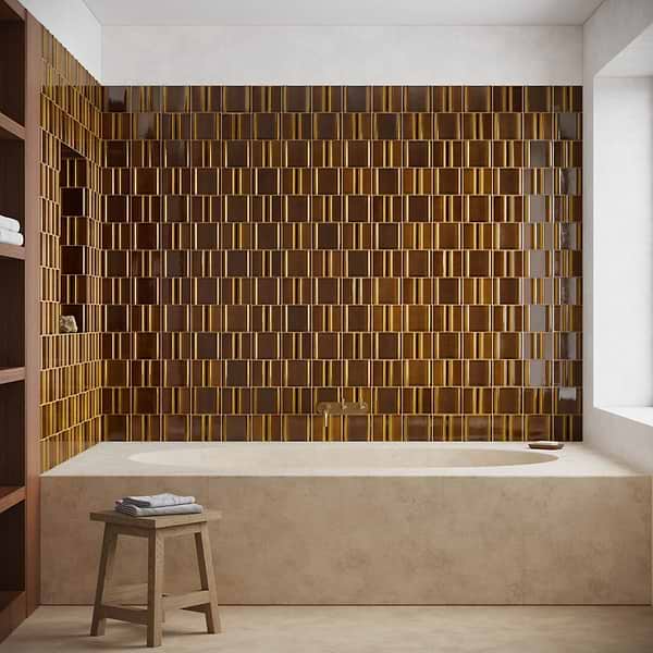 Kinro Dijon Yellow 6x6 3D  Crackled Glossy Porcelain Tile in Mustard Yellow, View 3, open zoomed image
