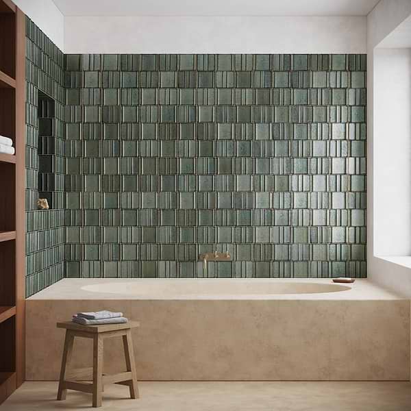 Kinro Garden Green 6x6 Metallic Look Matte Porcelain Tile in Green, View 3, open zoomed image