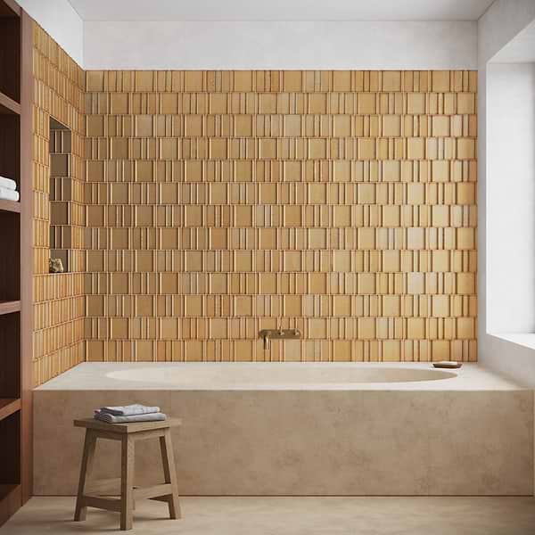 Kinro Golden Brown 6x6 Metallic Look Matte Porcelain Tile in Golden Brown, View 3, open zoomed image