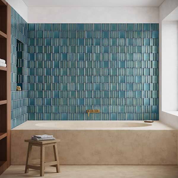 Kinro Ocean Blue 6x6 Metallic Look Matte Porcelain Tile in Blue, View 3, open zoomed image