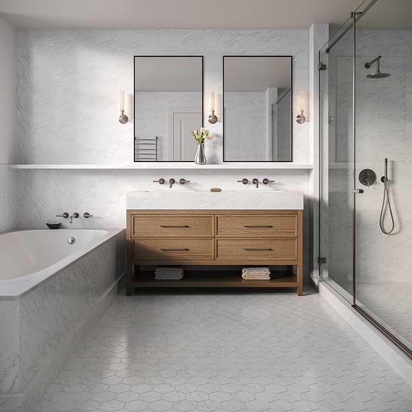 Bianco Carrara 4" Hexagon Polished Marble Mosaic Tile