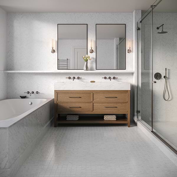 Bianco Carrara 1/2x4 Herringbone Honed Marble Mosaic Tile