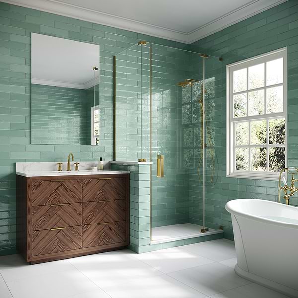 Lancaster Open Seas Green 3x12 Polished Ceramic Wall Tile