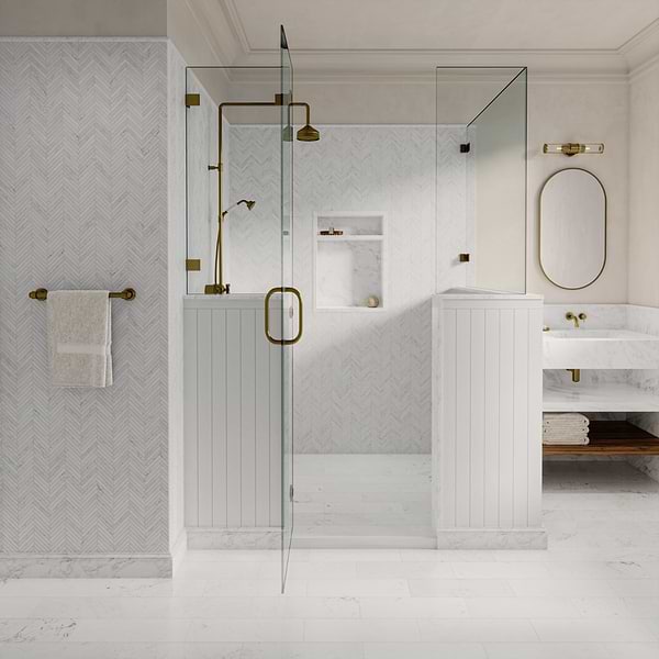 Bianco Carrara 6x18 Honed Marble Tile - Sample in White, View 3, open zoomed image