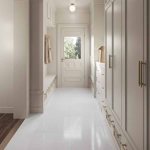 Bianco Carrara Premium "C" 12x24 Polished Marble Tile in White, View 3, open zoomed image