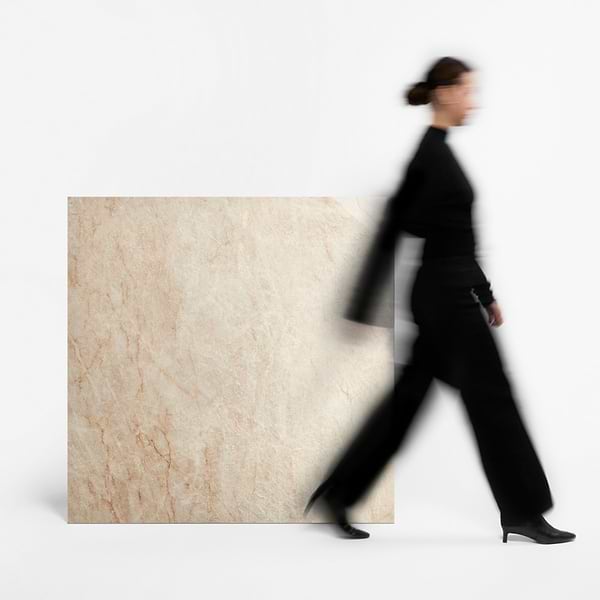 Grand Taj Mahal Champagne Beige 48x48 Stone Look Polished Porcelain Tile in Beige, View 3, open zoomed image