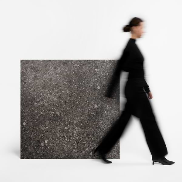 Rizo Charcoal Gray 48x48 Terrazzo Look Matte Porcelain Tile