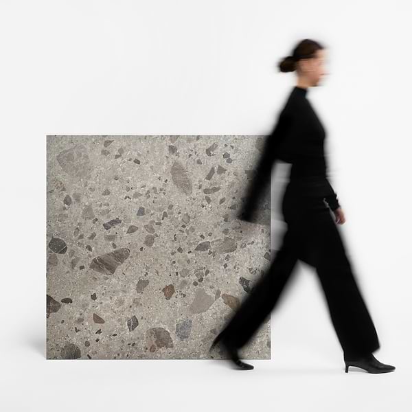 Rizo Pavement Gray 48x48 Terrazzo Look Matte Porcelain Tile