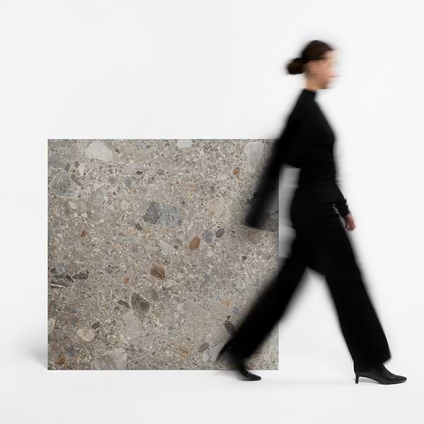 Rizo Earth Gray 48x48 Terrazzo Look Matte Porcelain Tile