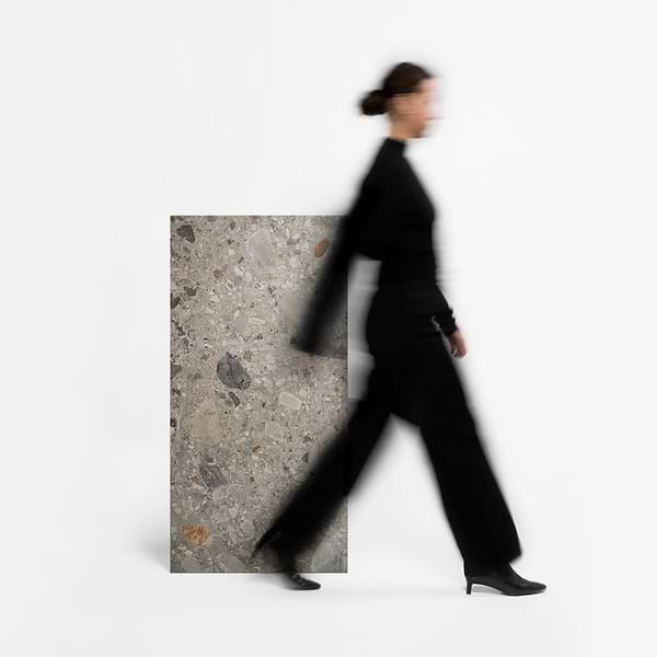 Rizo Earth Gray 24x48 Terrazzo Look Matte Porcelain Tile