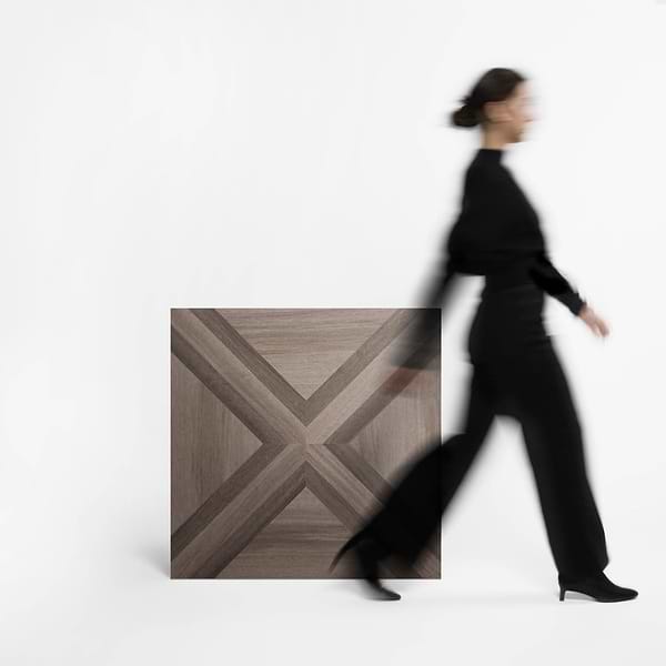 Marsai Modern Parquet Smoked & Dark Oak 32x32 Wood Look Matte Porcelain Tile in Brown, View 3, open zoomed image