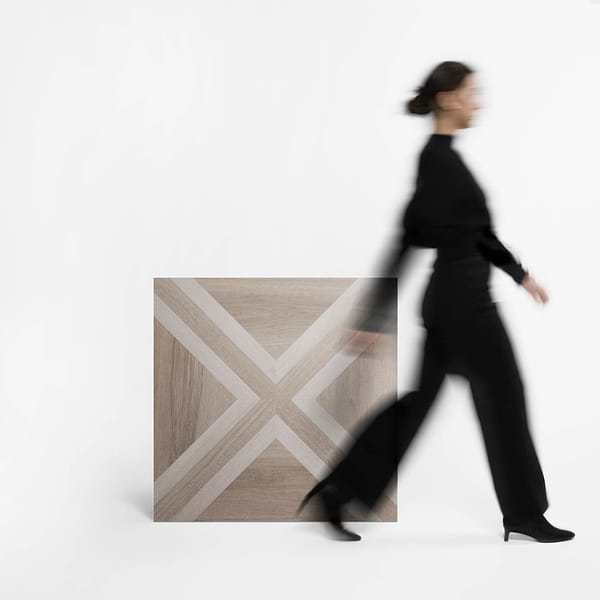 Marsai Modern Parquet Weathered & Light Oak 32x32 Wood Look Matte Porcelain Tile in Brown, View 3, open zoomed image