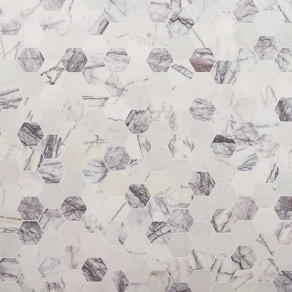 Lilac Premium 4" Hexagon Honed Marble Mosaic Tile