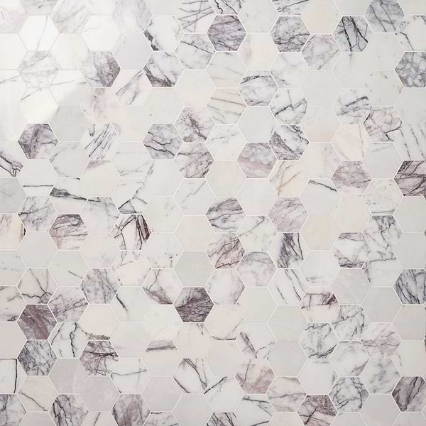 Lilac Premium 4" Hexagon Polished Marble Mosaic Tile