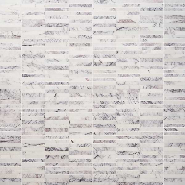Lilac Premium 1x6 Stacked Honed Marble Mosaic TIle