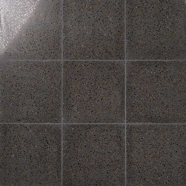 Veritas Terrazzo Sombra Charcoal with Gold 16x16 Polished Terrazzo Tile