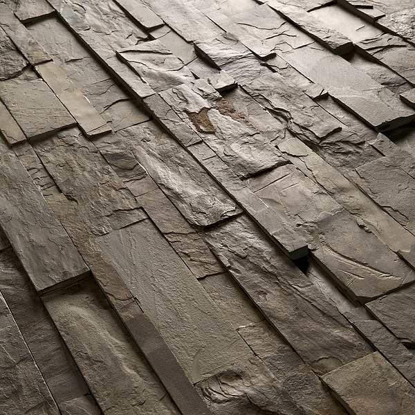 Tenerife Earth Gray 6x24 Splitface Slate Stacked Stone Tile