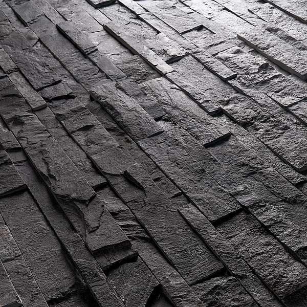 Tenerife Titanium Black 6x24 Splitface Quartzite Stacked Stone Tile