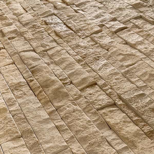 Tenerife French Cremar Beige 6x24 Brokenface Limestone Stacked Stone Tile
