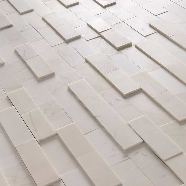 Tenerife Aspen White 6x24 Honed Marble Stacked Stone Tile