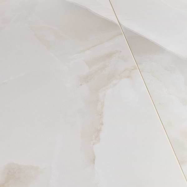 Harmonyx Vanilla White 24x48 Onyx Look Polished Porcelain Tile in Warm White, View 3, open zoomed image