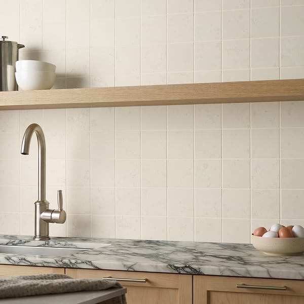 Bianco Perlino 4x4 Brushed Marble Tile