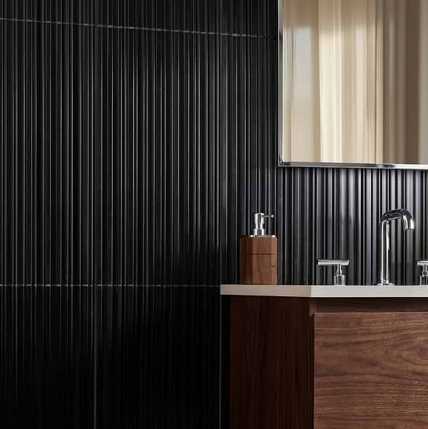 Stonework Stria Black Jade 12x24 3D Honed Marble Tile
