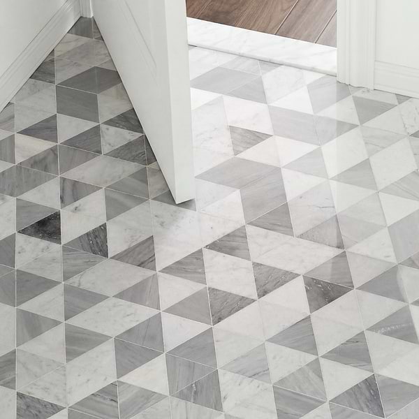 Prism Grana Gray Polished Marble Mosaic Tile