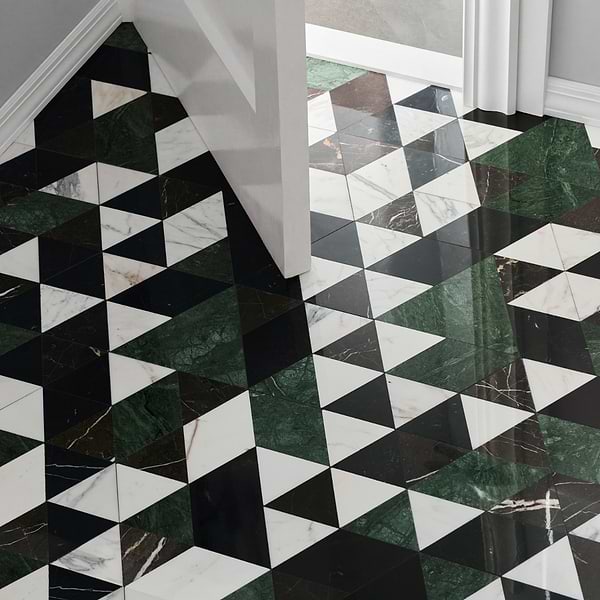 Prism Verdone Green Polished Marble Mosaic Tile