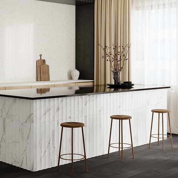 Stonework Fluted Alaska White 12x24 3D Honed Marble Tile