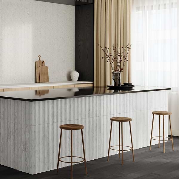 Stonework Fluted Carrara White 12x24 3D Honed Marble Tile