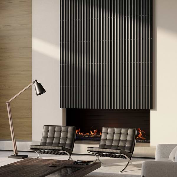 Stonework Fluted Black Jade 12x24 3D Honed Marble Tile