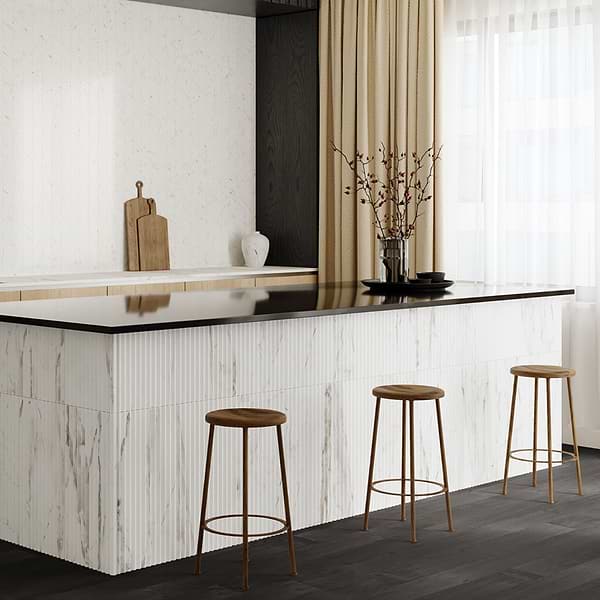 Stonework Peak Alaska White 12x24 3D Satin Marble Tile