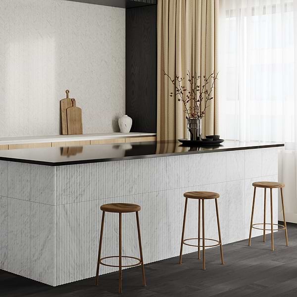 Stonework Peak Carrara White 12x24 3D Satin Marble Tile