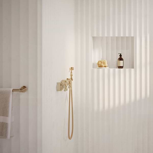 Vanilla Fluted Warm White 12x24 3D Honed Marble Tile in Warm White, View 2, open zoomed image