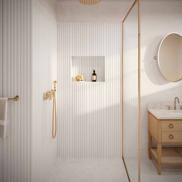 Stonework Barcode Vanilla Warm White 12x24 3D Polished and Honed Marble Tile