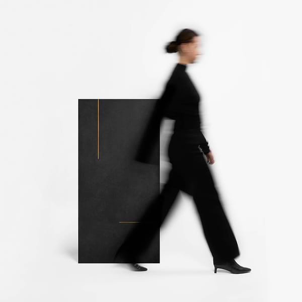 Lines Brass Inlay Black 24X48 Matte Porcelain Tile in Black and Gold, View 4, open zoomed image