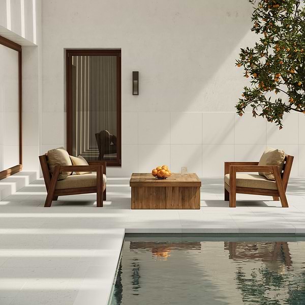 Corinthian White French Pattern Tumbled Limestone 3CM Outdoor Paver