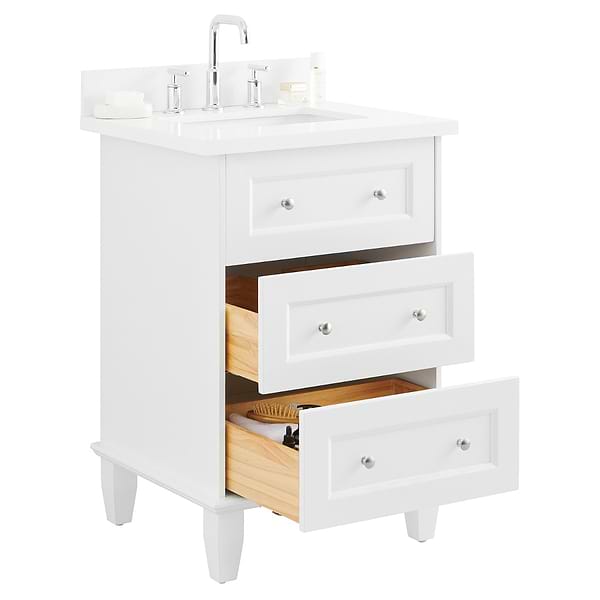 Nora White 24" Single Vanity with Pure White Quartz Top