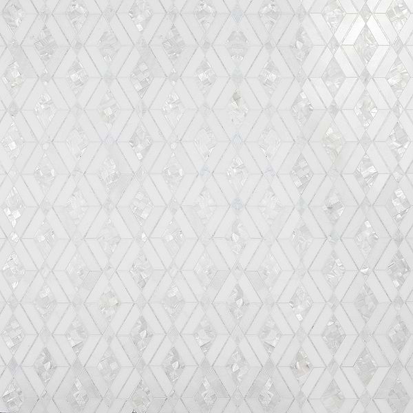 Diana White Polished Marble and Pearl Mosaic Tile