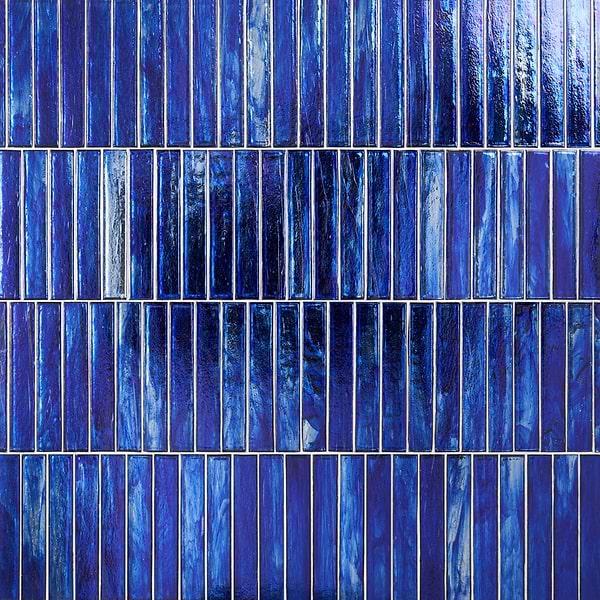 Komorebi Brick Athens Blue 2x12 Polished Glass Subway Tile