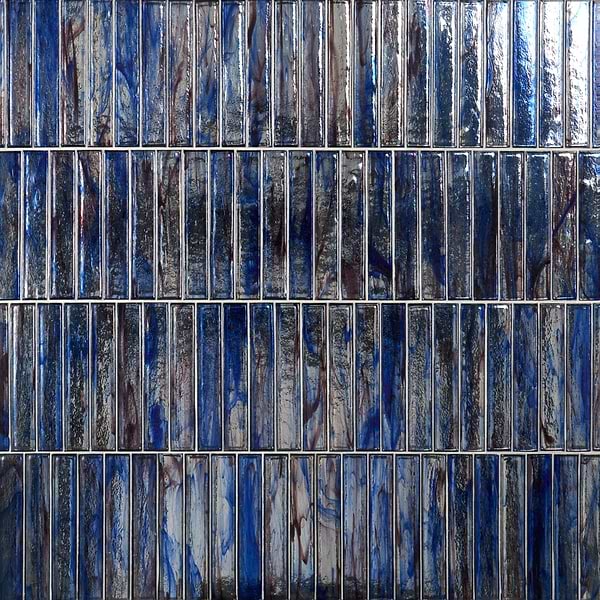 Komorebi Brick Bayou Blue 2x12 Polished Glass Subway Tile
