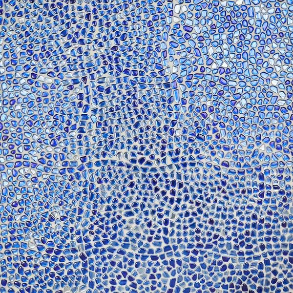 Komorebi Pebble Athens Blue Polished Glass Mosaic Tile