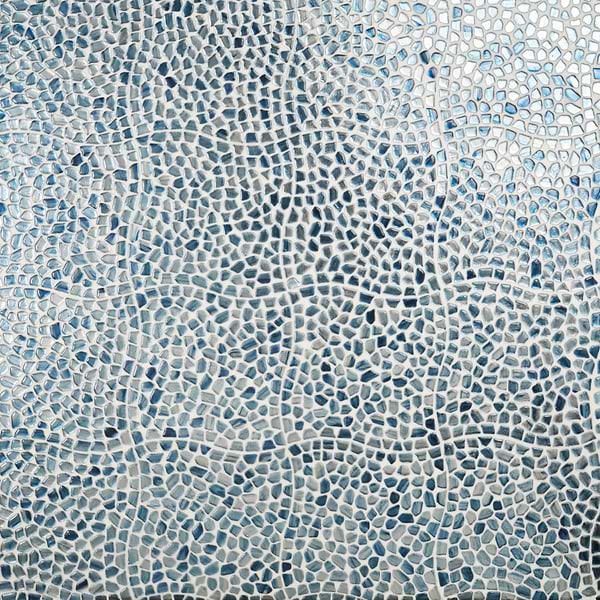 Komorebi Pebble Jet Stream Blue Polished Glass Mosaic Tile